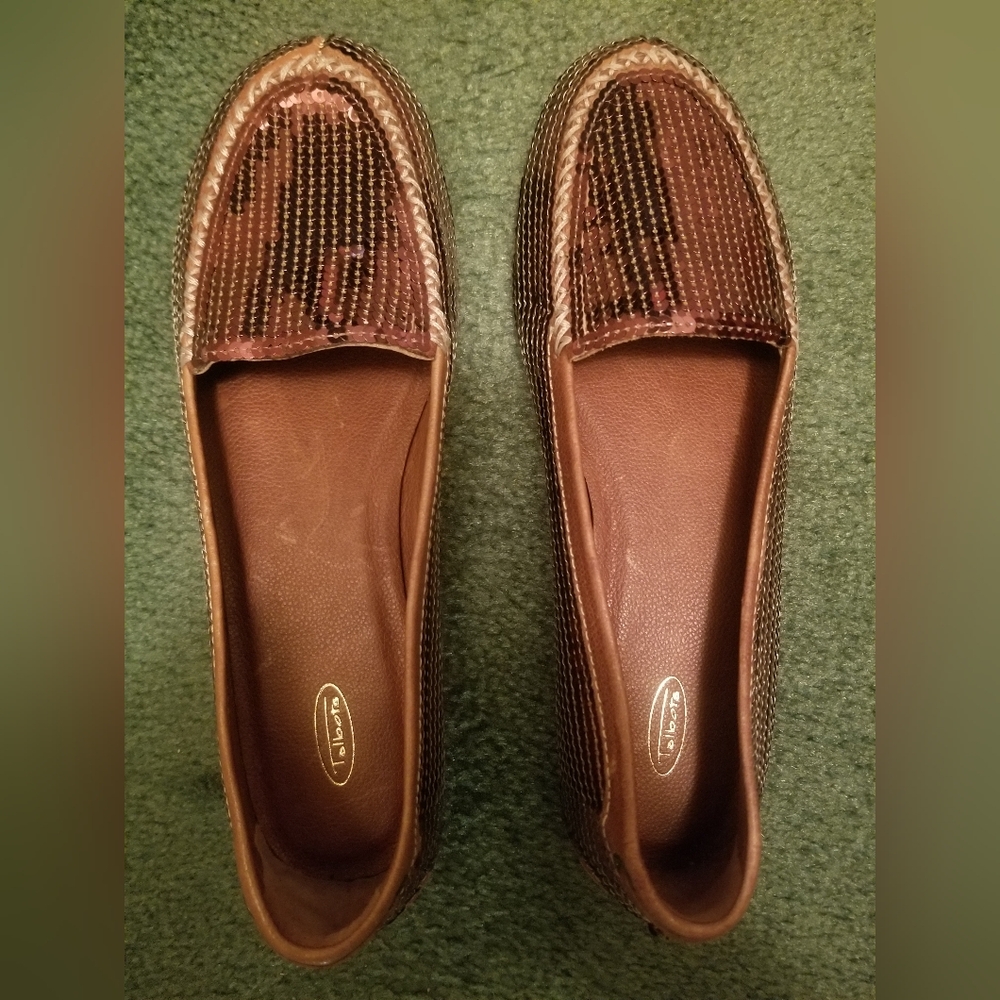 Talbots Brown Sequin Flats Size 10